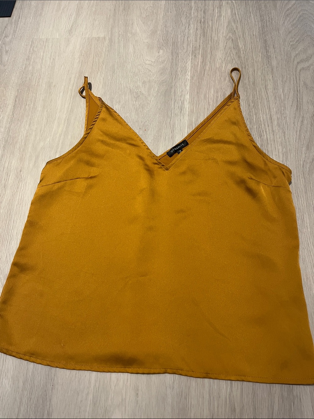 Dynamite Mustard Satin V-Neck Cami